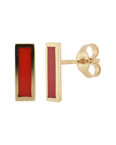 SABRINA DESIGNS SABRINA DESIGNS 14K CORAL ENAMEL BAR STUDS