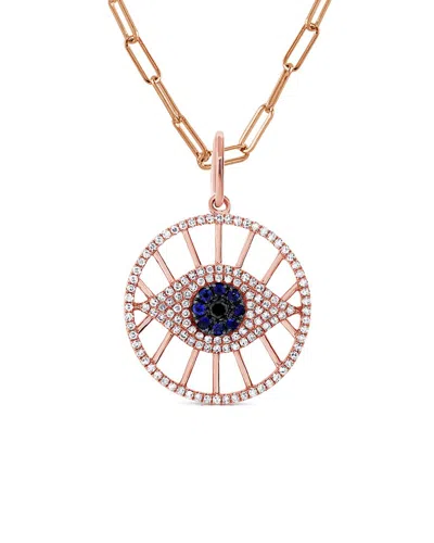 SABRINA DESIGNS SABRINA DESIGNS 14K ROSE GOLD 0.46 CT. TW. DIAMOND & GEMSTONE EVIL EYE NECKLACE