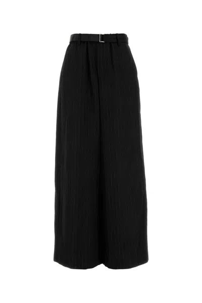 SACAI SACAI EMBROIDERED WOOL WIDE LEG PANT
