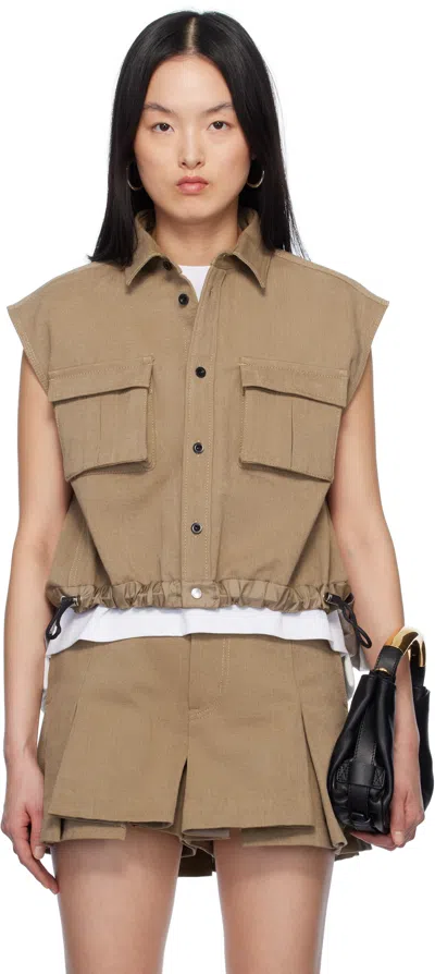 SACAI BEIGE MIX DENIM SHIRT