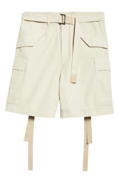 SACAI SACAI BELTED COTTON TWILL SHORTS