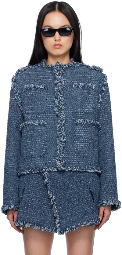 SACAI BLUE PUNCHING DENIM JACKET