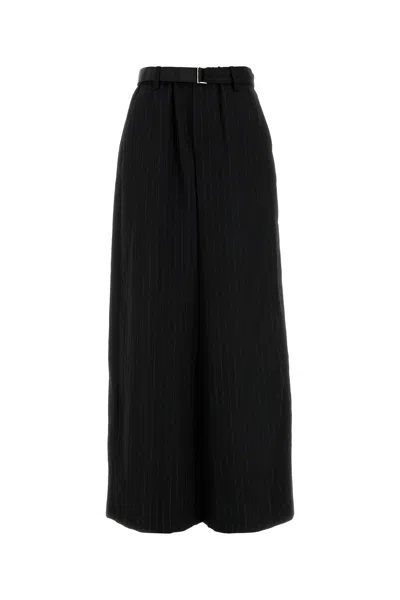 SACAI SACAI EMBROIDERED WOOL WIDE-LEG PANT