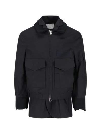 SACAI CROP ZIP JACKET WITH SHIRT