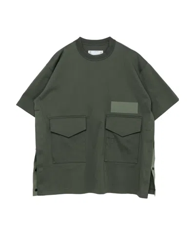 SACAI FLAP POCKETS COTTON T-SHIRT