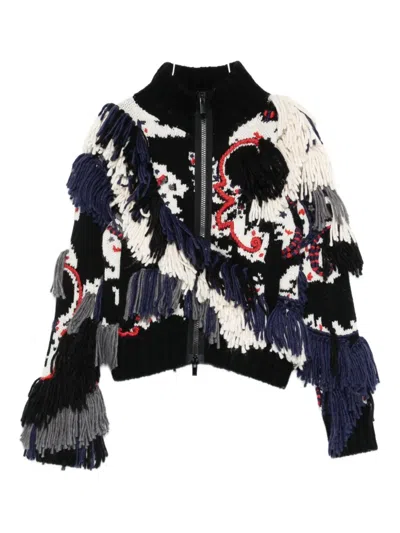 SACAI FRINGE-TRIMMED PATTERNED JACKET
