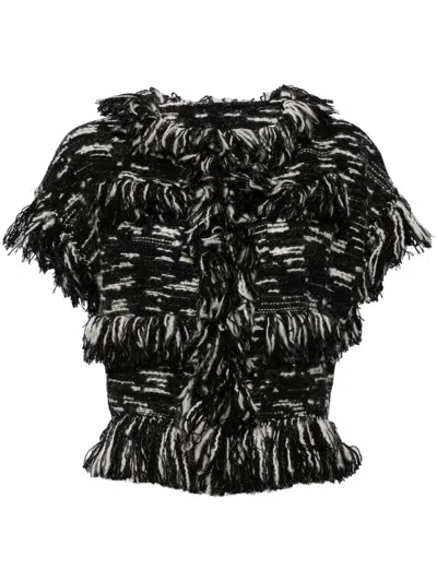 SACAI FRINGED-EDGE KNITTED JACKET