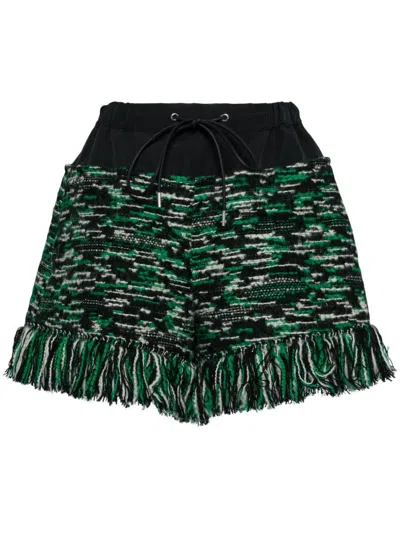 SACAI FRINGED-EDGE KNITTED SHORTS