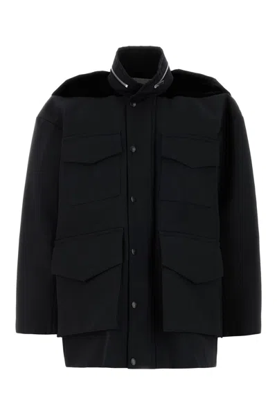 SACAI BLACK GROSGRAIN OVERSIZE JACKET