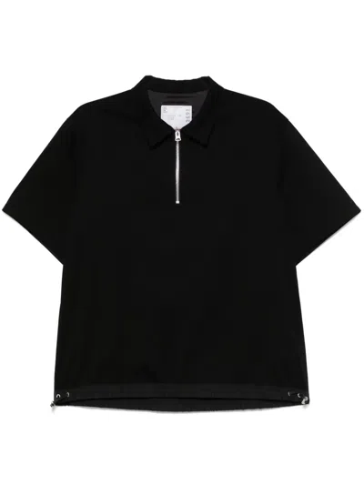 SACAI HALF ZIP-UP POLO SHIRT