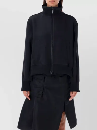 SACAI HIGH COLLAR PLEATED BACK KNITWEAR