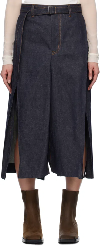 SACAI INDIGO MIX DENIM MIDI SKIRT