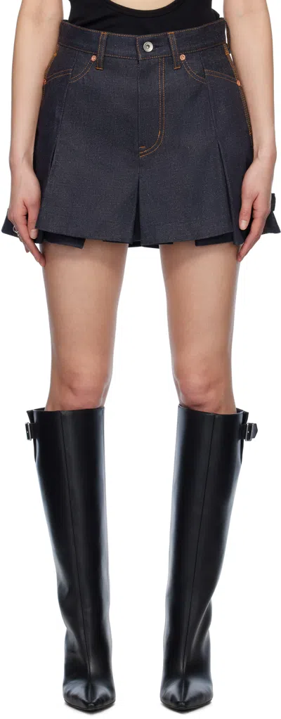 SACAI INDIGO MIX DENIM SHORTS