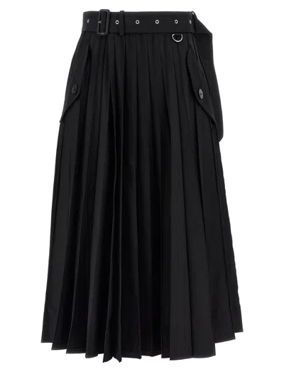 SACAI LONG PLEATED SKIRT SKIRTS BLACK