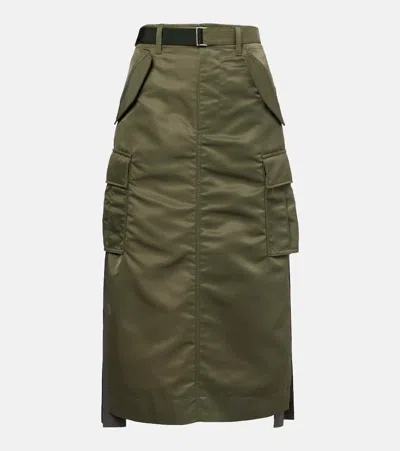SACAI NYLON TWILL MIDI SKIRT