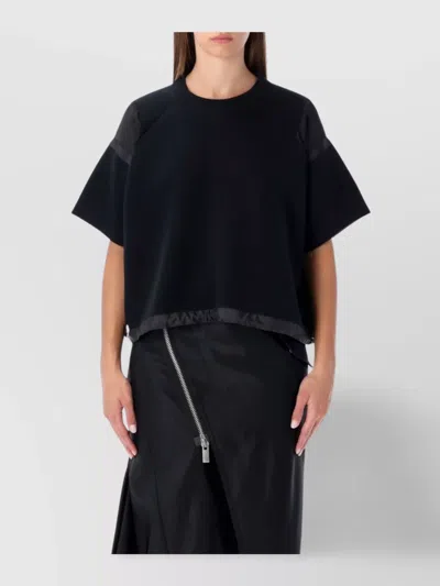 SACAI COTTON BLEND OVERSIZED SHORT SLEEVE T-SHIRT