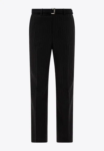 SACAI PINSTRIPED WOOL TAILORED PANTS