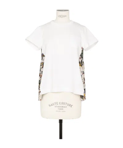 SACAI SACAI PLISSÉ DETAILED CREWNECK T-SHIRT