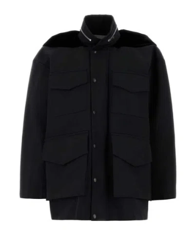 SACAI SACAI POCKET-DETAILED VELVET PANEL JACKET