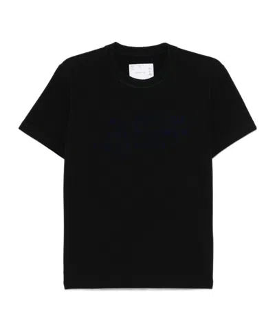SACAI FLOCKED-SLOGAN T-SHIRT