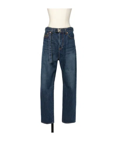 SACAI BELTED STRAIGHT JEANS