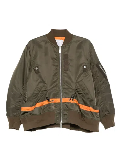 SACAI STRIPE-DETAIL ZIP-UP BOMBER JACKET