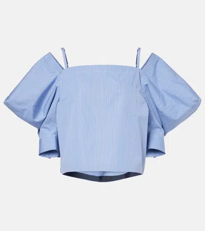 SACAI STRIPED COTTON POPLIN TOP