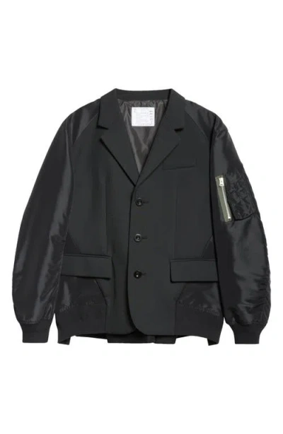 SACAI SACAI SUITING BONDING MIXED MEDIA JACKET