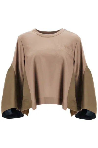 SACAI TOP TWO-MATERIAL