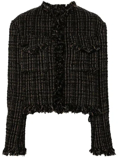 SACAI SACAI TWEED WOOL SHORT JACKET