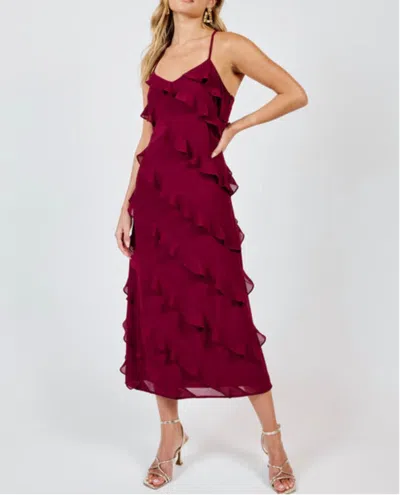 SADIE & SAGE ALL INVITED RUFFLE DETAIL MAXI DRESS IN WINE