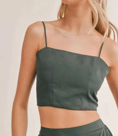 SADIE & SAGE EVERGREEN CROP TANK TOP IN DARK GREEN