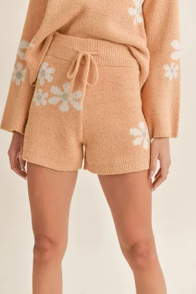 SADIE & SAGE LIKE WILDFLOWERS TERRY FLORAL SHORTS IN HONEY