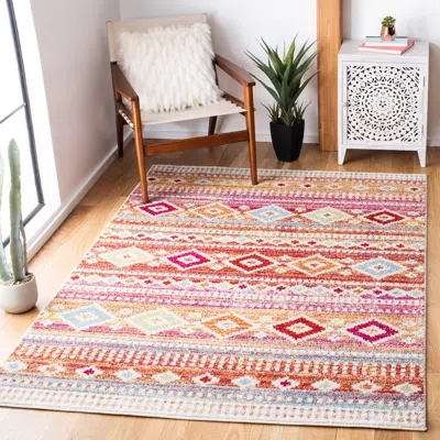 SAFAVIEH ADIRONDACK MACHINE MADE AREA RUG, RUST / IVORY BOHEMIAN STYLE EASY CARE