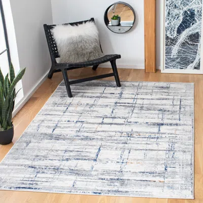 SAFAVIEH AMELIA MACHINE MADE AREA RUG, GREY / BLUE CONTEMPORARY STYLE EASY CARE
