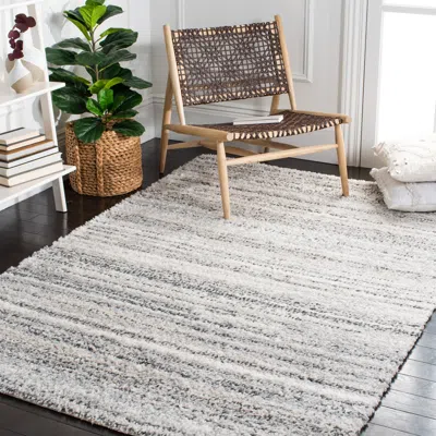 SAFAVIEH BERBER SHAG MACHINE MADE AREA RUG, GREY / IVORY SHAG / FLOKATI STYLE EASY CARE