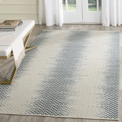 SAFAVIEH COTTON KILIM HAND MADE AREA RUG, BLUE / IVORY CONTEMPORARY STYLE NON-SHEDDING