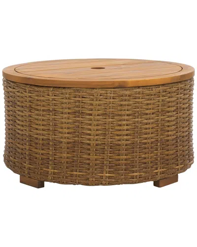SAFAVIEH COUTURE SAFAVIEH COUTURE ANGUILLA WICKER STORAGE OUTDOOR COFFEE TABLE