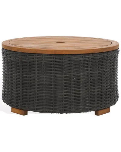 SAFAVIEH COUTURE SAFAVIEH COUTURE ANGUILLA WICKER STORAGE OUTDOOR COFFEE TABLE