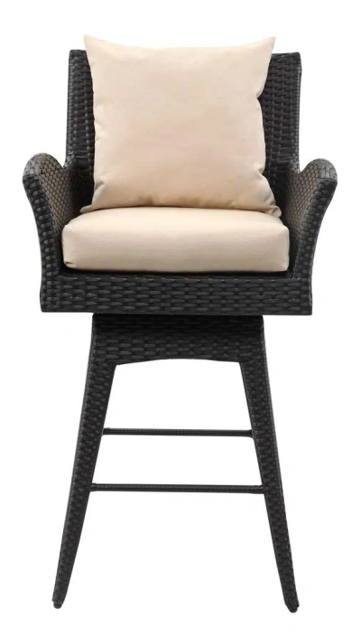 SAFAVIEH HAYES OUTDOOR WICKER SWIVEL ARMED COUNTER STOOL