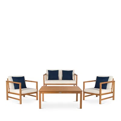 SAFAVIEH MONTEZ 4-PIECE OUTDOOR SET WITH ACCENT PILLOWS