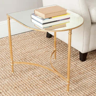 SAFAVIEH NEVIN MIRROR TOP GOLD ACCENT TABLE