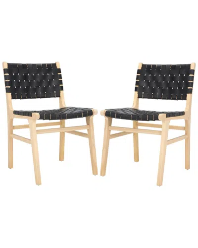 SAFAVIEH SAFAVIEH SET OF 2 TAIKA LEATHER DINING CHAIRS