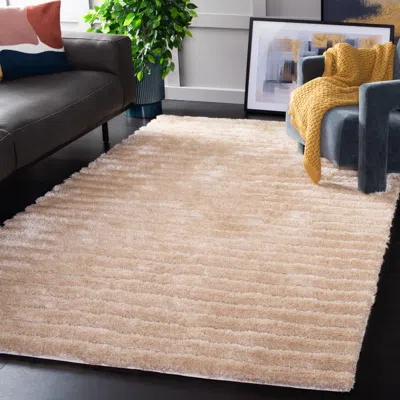 SAFAVIEH SHAG HAND MADE AREA RUG, CHAMPAGNE SHAG FLOKATI STYLE NON-SHEDDING