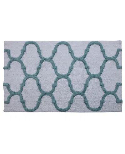 SAFFRON FABS GEOMETRIC NON-SKID COTTON BATH RUG, 21" X 34"