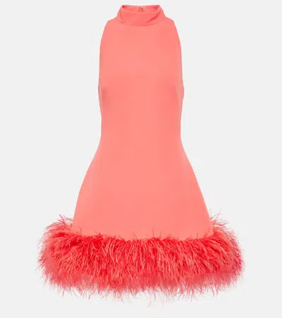 SAFIYAA RATANA FEATHER-TRIMMED CRÊPE MINIDRESS