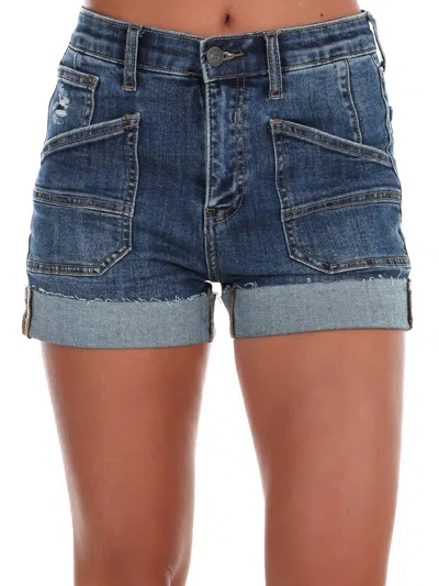 SAIGE DENIM BAYSIDE BREEZE TUMMY CONTROL CUFF SHORTS IN DARK