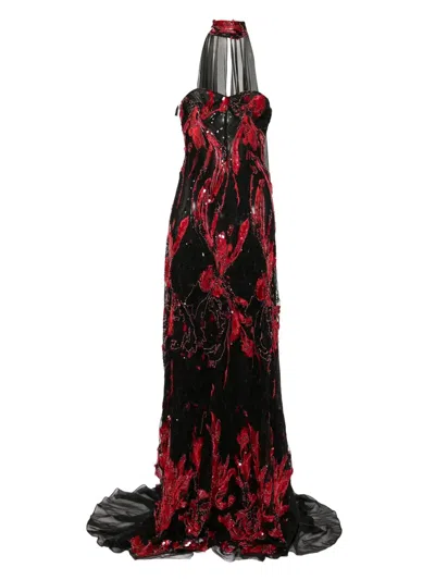 SAIID KOBEISY EMBROIDERED MAXI DRESS