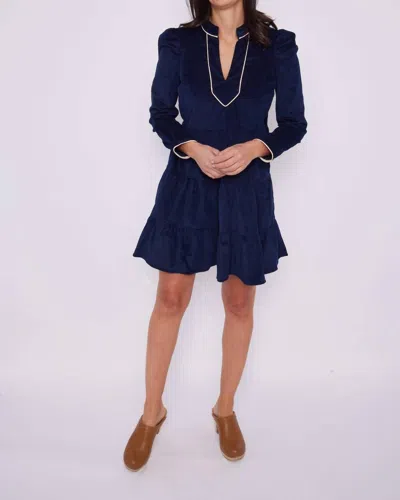 SAIL TO SABLE CORDUROY LONG SLEEVE DRESS IN NAVY
