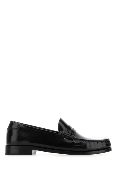 SAINT LAURENT SAINT LAURENT BLACK LEATHER MAGNUM LOAFERS